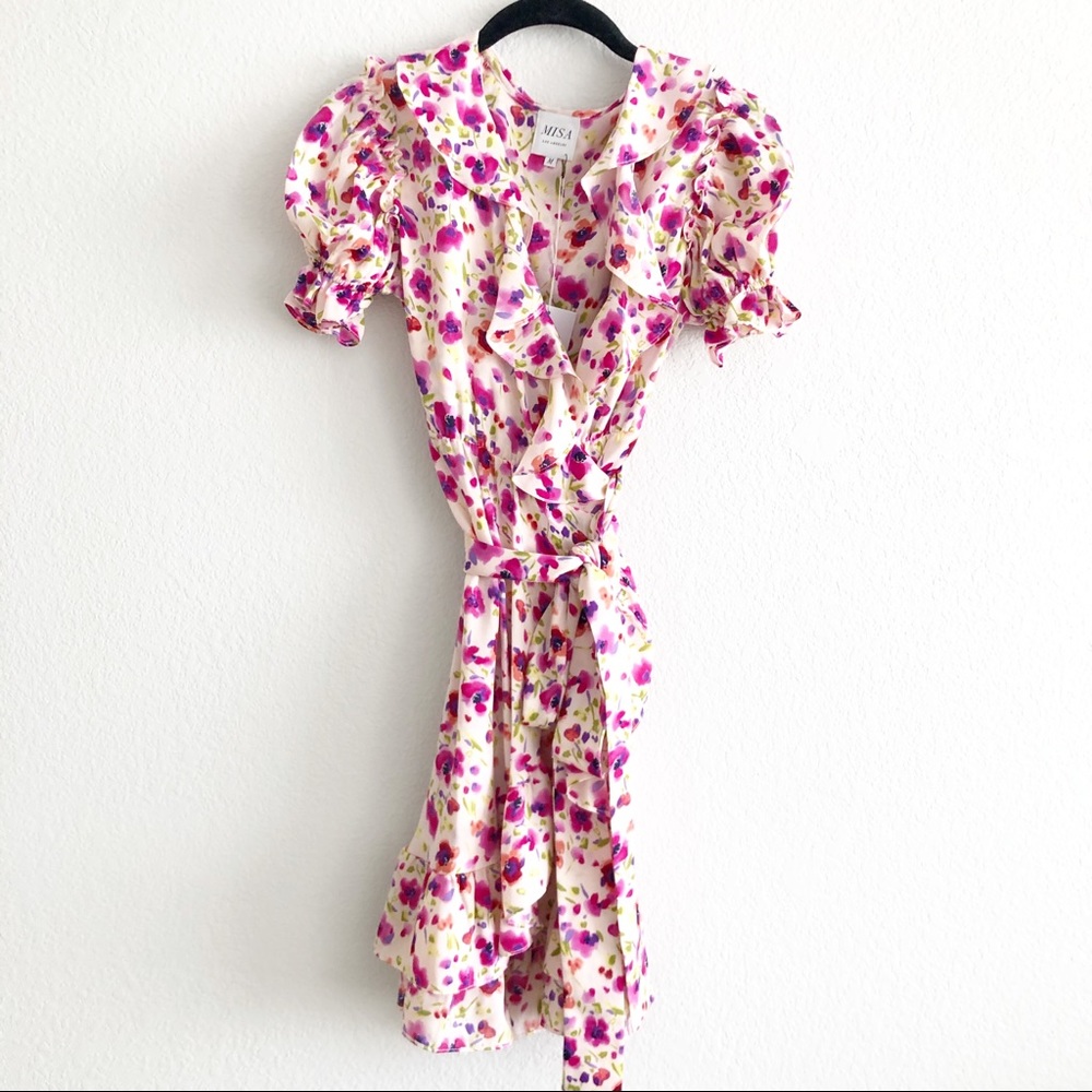 MISA Los Angeles floral print wrap dress
